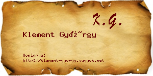 Klement György névjegykártya